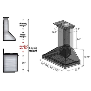 ZLINE - 36" Convertible Vent Wooden Wall Mount Range Hood in Black