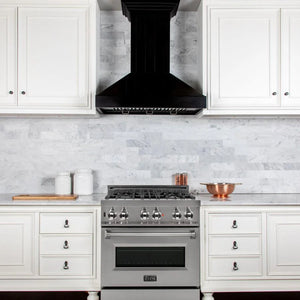 ZLINE - 36" Wooden Convertible Vent Wall Mount Range Hood in Black - Includes Motor (KPCC-36)