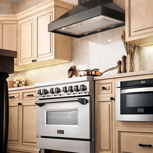 ZLINE - 36" Wooden Convertible Vent Wall Mount Range Hood in Black - Includes Motor (KPCC-36)