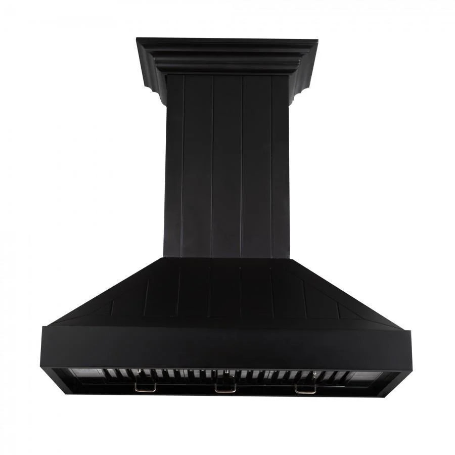 ZLINE - 36&quot; Wooden Convertible Vent Wall Mount Range Hood in Black - Includes Motor (KPCC-36)