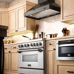 ZLINE - 30" Wooden Convertible Vent Wall Mount Range Hood in Rustic Dark Finish - Includes Motor (KPDD-30)