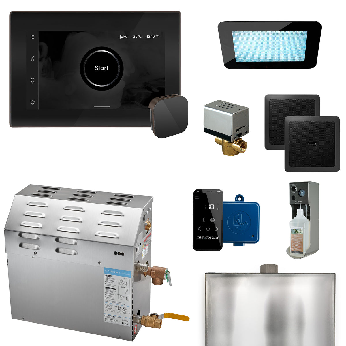 MrSteam - MS (XDream) 5000-Watt Steam Generator with iSteamX Control and Aroma Glass Steamhead in Black Oil Rubbed Bronze