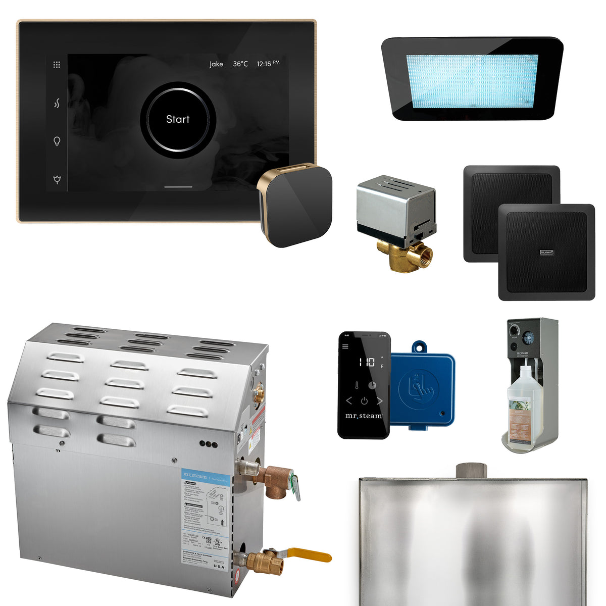 MrSteam - MS (XDream) 7500-Watt Steam Generator with iSteamX Control and Aroma Glass Steamhead in Black Brushed Bronze