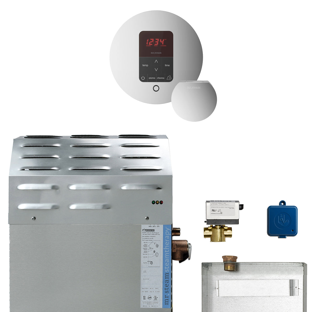 MrSteam - Super (Butler) 15 kW (15000 W) Steam Shower Generator Package with iTempoPlus Control in Round Polished Chrome