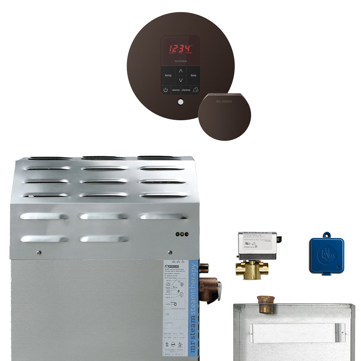MrSteam - Super (Butler) 12 kW (12000 W) Steam Shower Generator Package with iTempoPlus Control in Round Oil-Rubbed Bronze