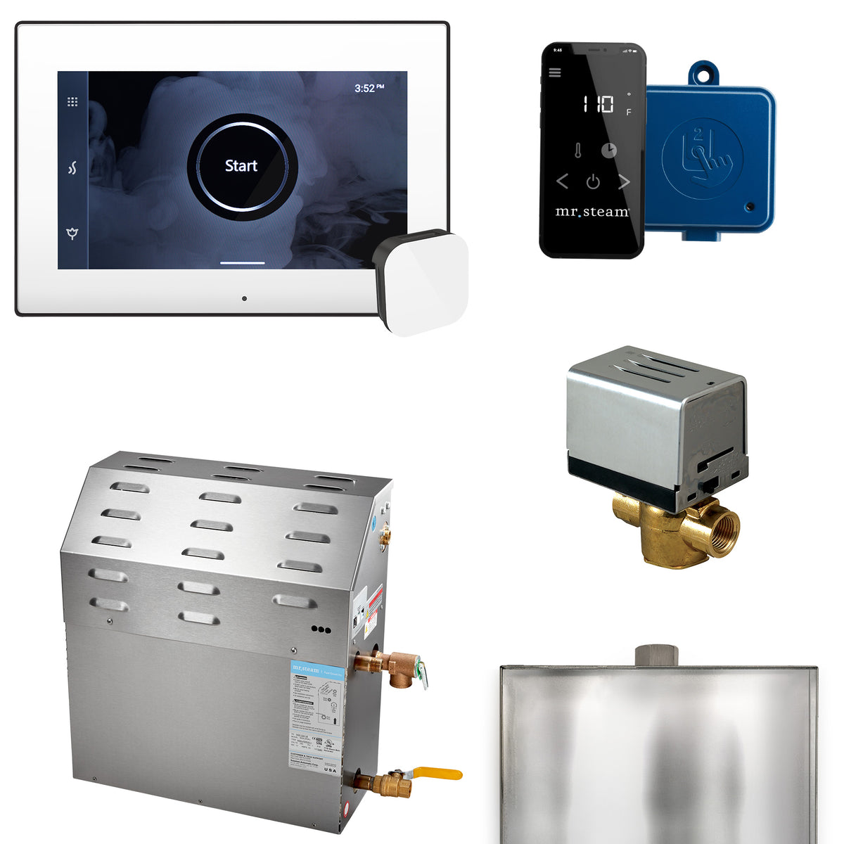 MrSteam - Super (XButler) 10 kW (10000 W) Steam Shower Generator Package with iSteamX Control in White Matte Black