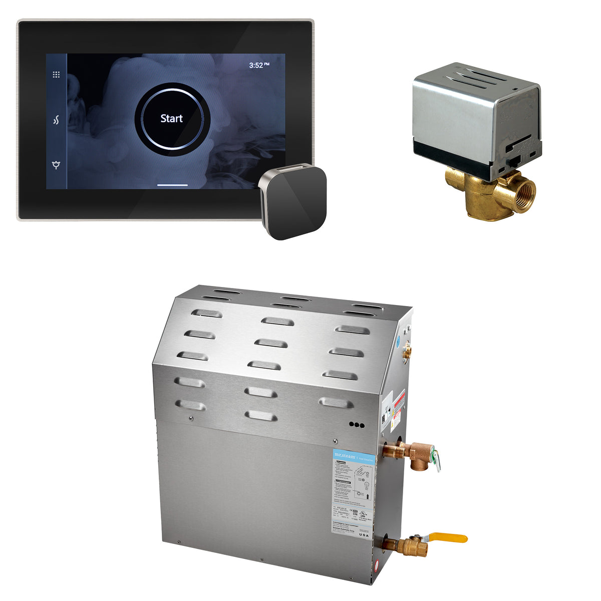 MrSteam - Super (iSteamX) 12 kW (12000 W) Steam Shower Generator Package with iSteamX Control in Black Brushed Nickel
