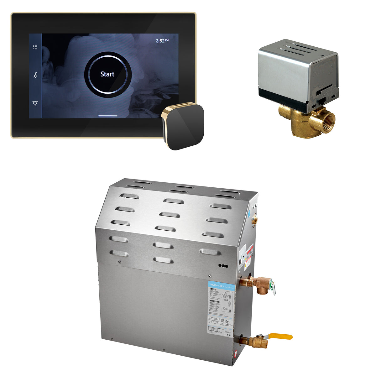 MrSteam - Super (iSteamX) 10 kW (10000 W) Steam Shower Generator Package with iSteamX Control in Black Polished Brass