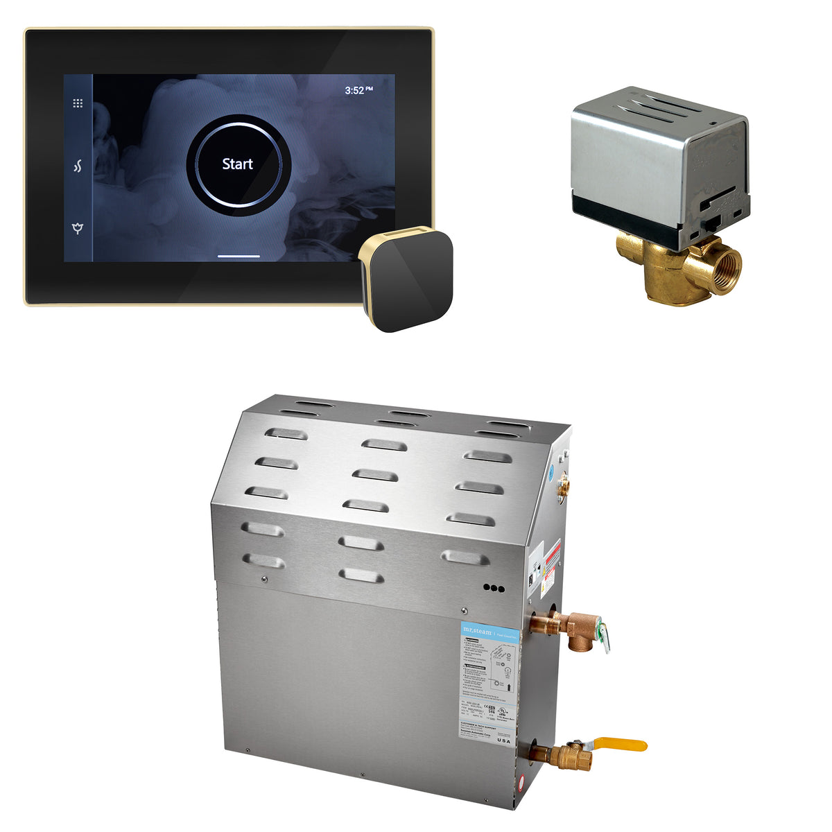 MrSteam - Super (iSteamX) 15 kW (15000 W) Steam Shower Generator Package with iSteamX Control in Black Satin Brass