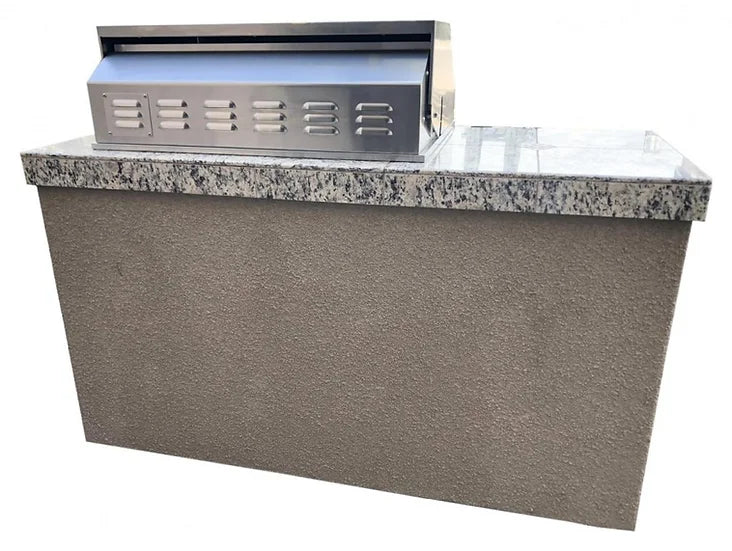 KoKoMo - 5&#39; Maldives BBQ Island with Built In 4 Burner BBQ Grill and Access Door