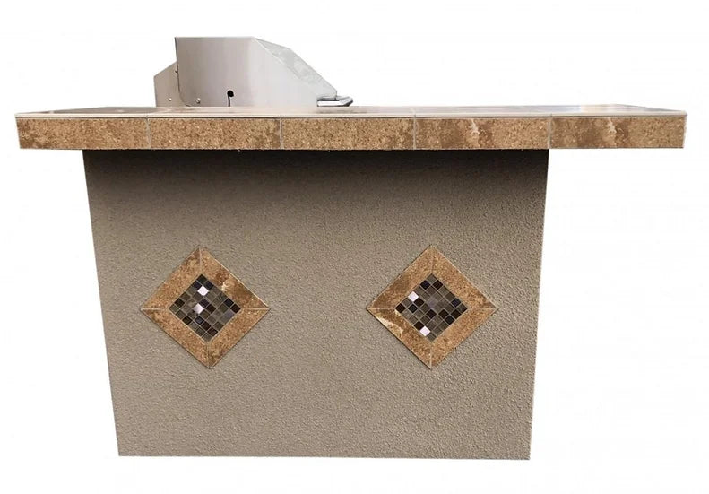 KoKoMo - Havana L-Shape BBQ Island With Bar Seating and Built In BBQ Grill 4&#39;x5&#39; BBQ