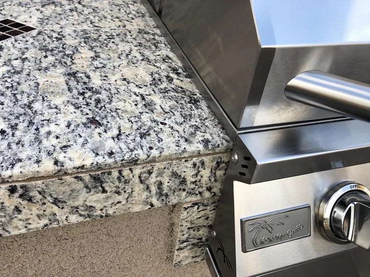 KoKoMo - 5&#39; Maldives BBQ Island with Built In 4 Burner BBQ Grill and Access Door