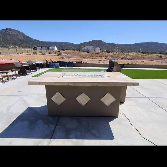 KoKoMo - Baja/Fire L-Shaped BBQ Island with Fire-pit, 4 Burner BBQ, Outdoor Refrigerator