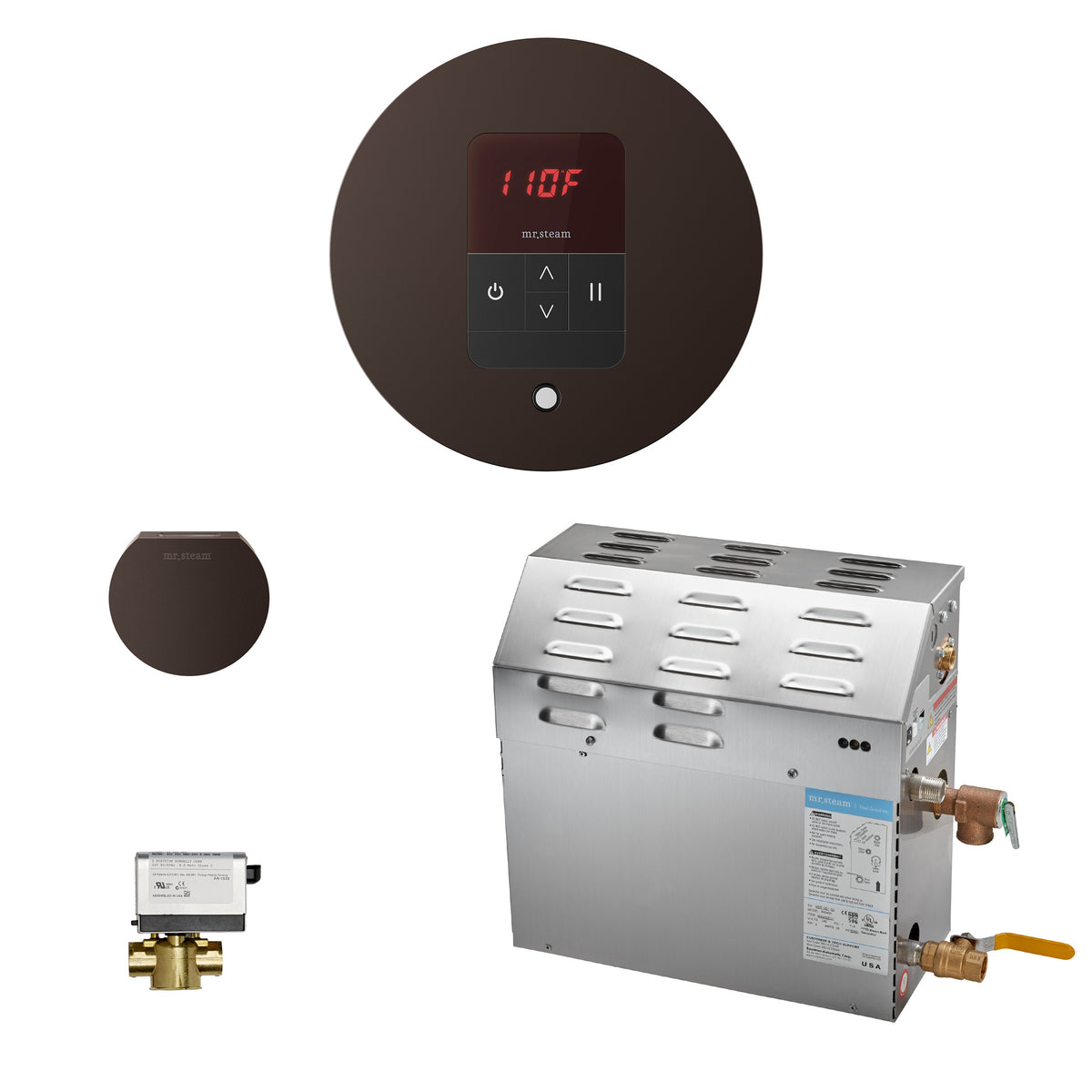 MrSteam - MS (iTempo) 5 kW (5000 W) Steam Shower Generator Package with iTempo Control in Round Oil Rubbed Bronze