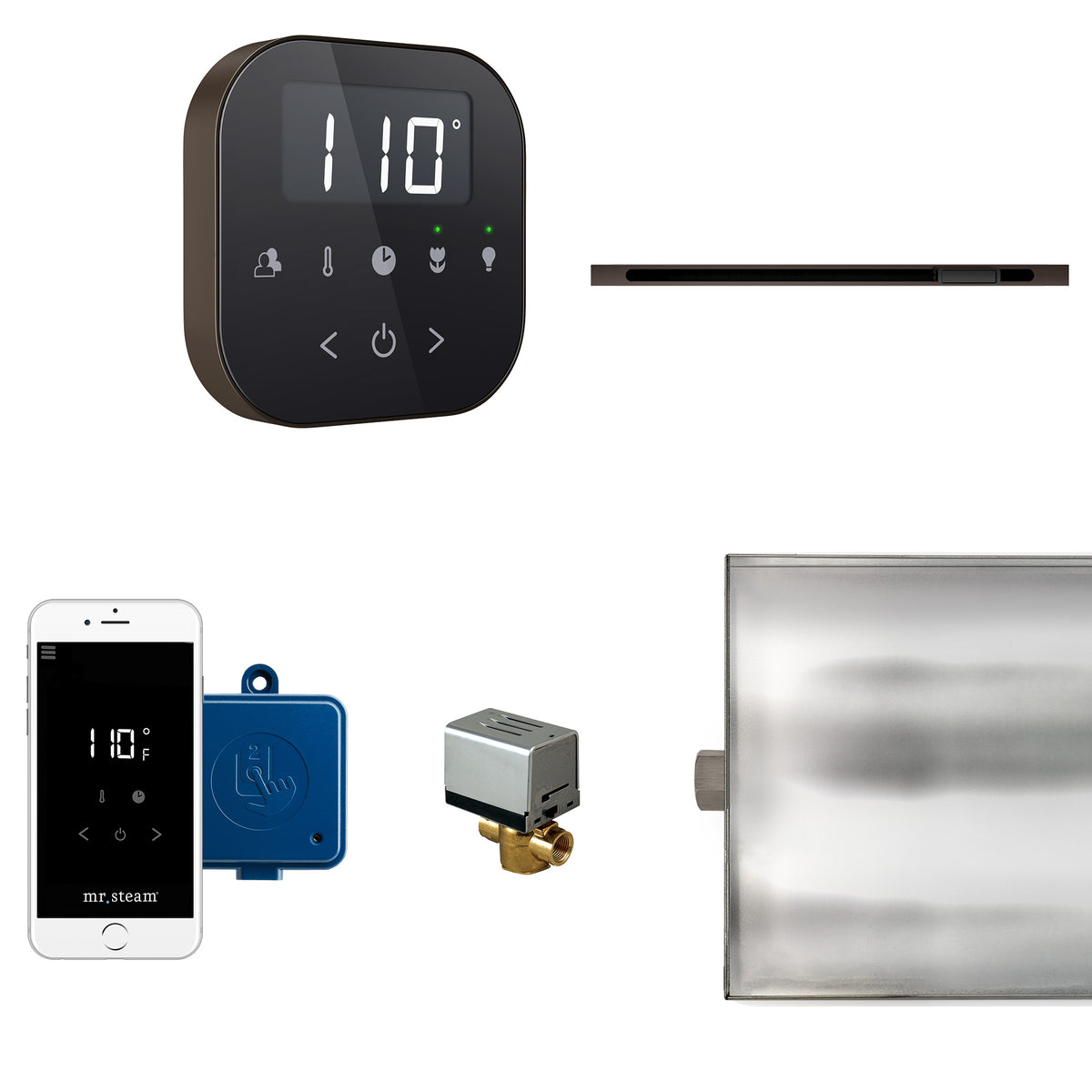 MrSteam - AirButler Linear Steam Shower Control Package with AirTempo Control and Linear SteamHead in Black Oil Rubbed Bronze