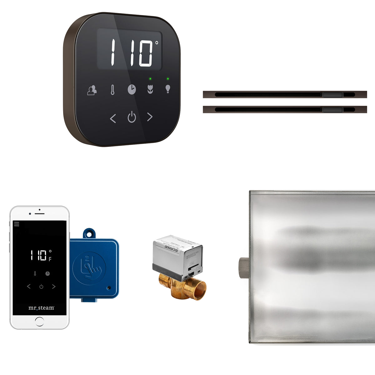 MrSteam - AirButler Max Linear Steam Shower Control Package with AirTempo Control and Linear SteamHead in Black Oil Rubbed Bronze