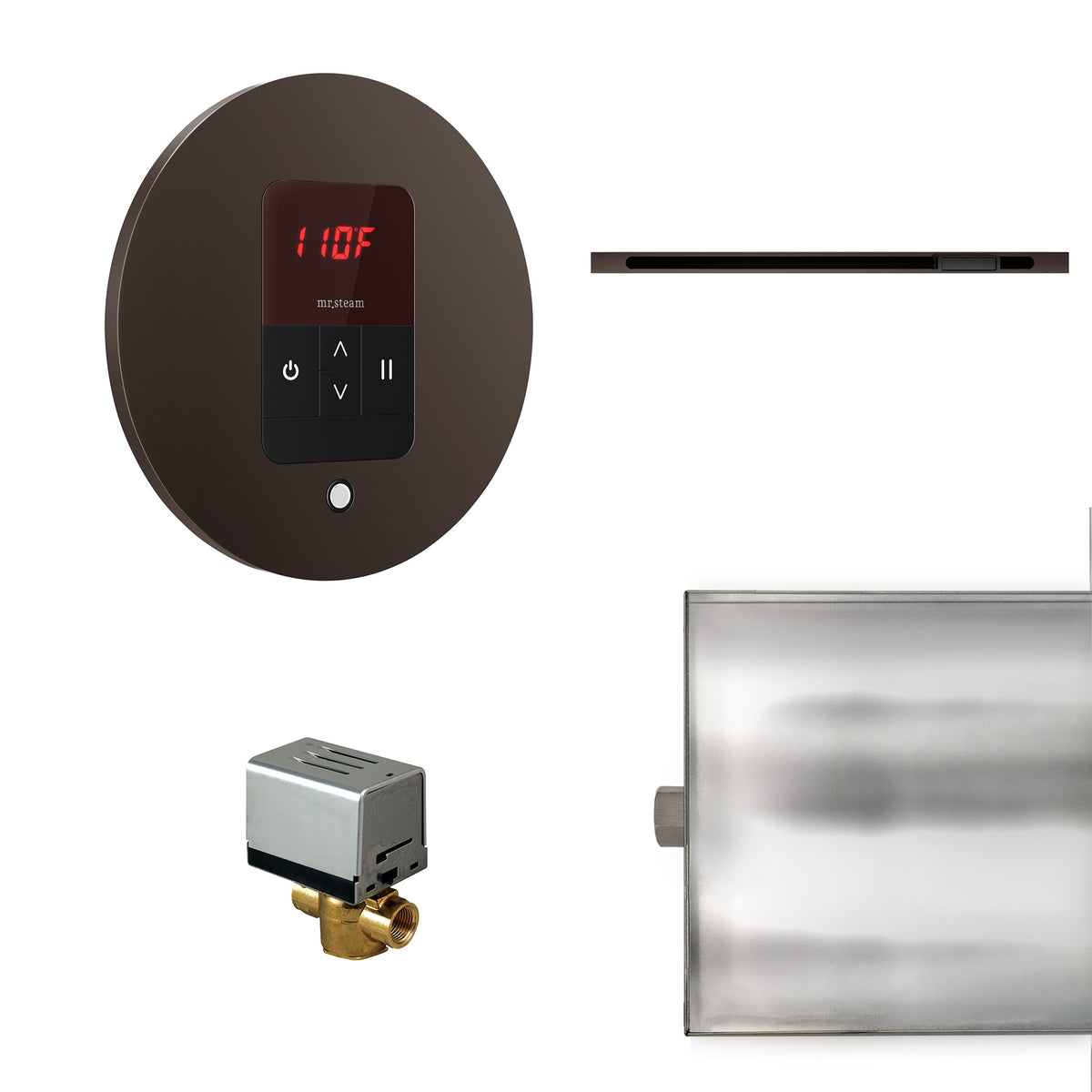 MrSteam - Basic Butler Linear Steam Shower Control Package with iTempo Control and Linear SteamHead in Round Oil Rubbed Bronze