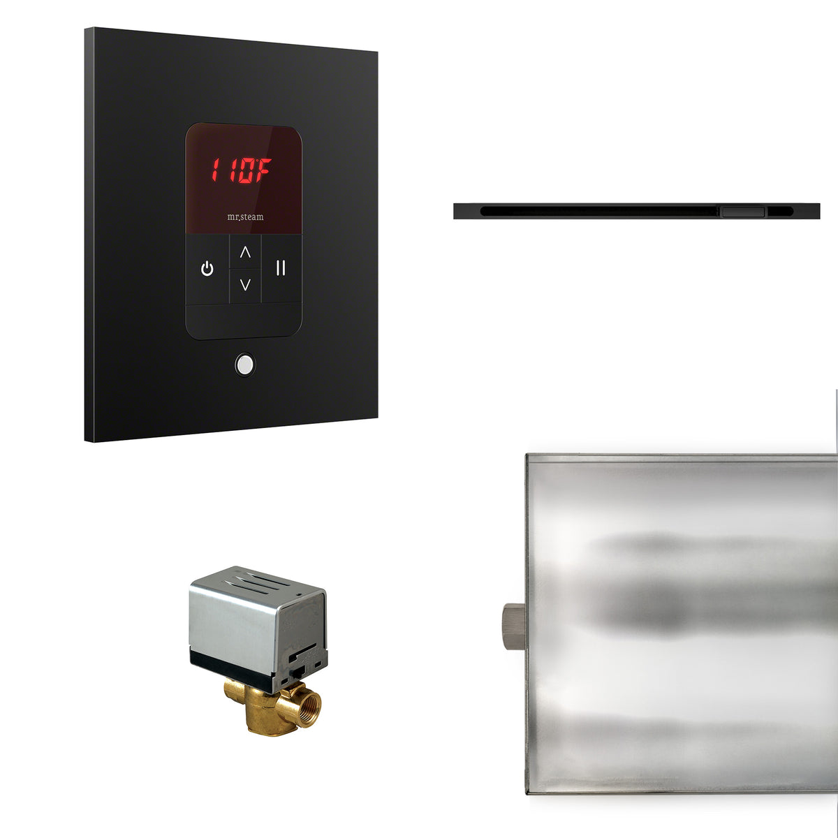 MrSteam - Basic Butler Linear Steam Shower Control Package with iTempo Control and Linear SteamHead in Square Matte Black