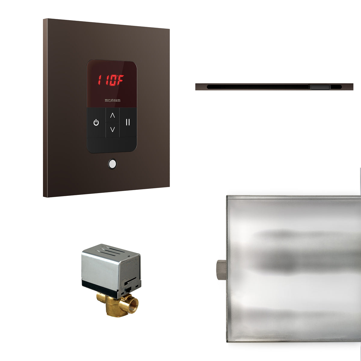 MrSteam - Basic Butler Linear Steam Shower Control Package with iTempo Control and Linear SteamHead in Square Oil Rubbed Bronze