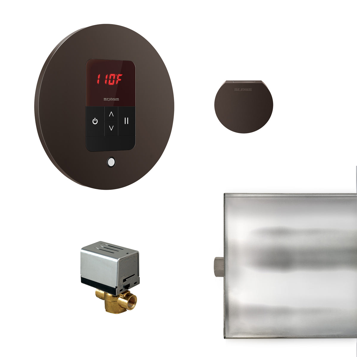 MrSteam - Basic Butler Steam Shower Control Package with iTempo Control and Aroma Designer SteamHead in Round Oil Rubbed Bronze