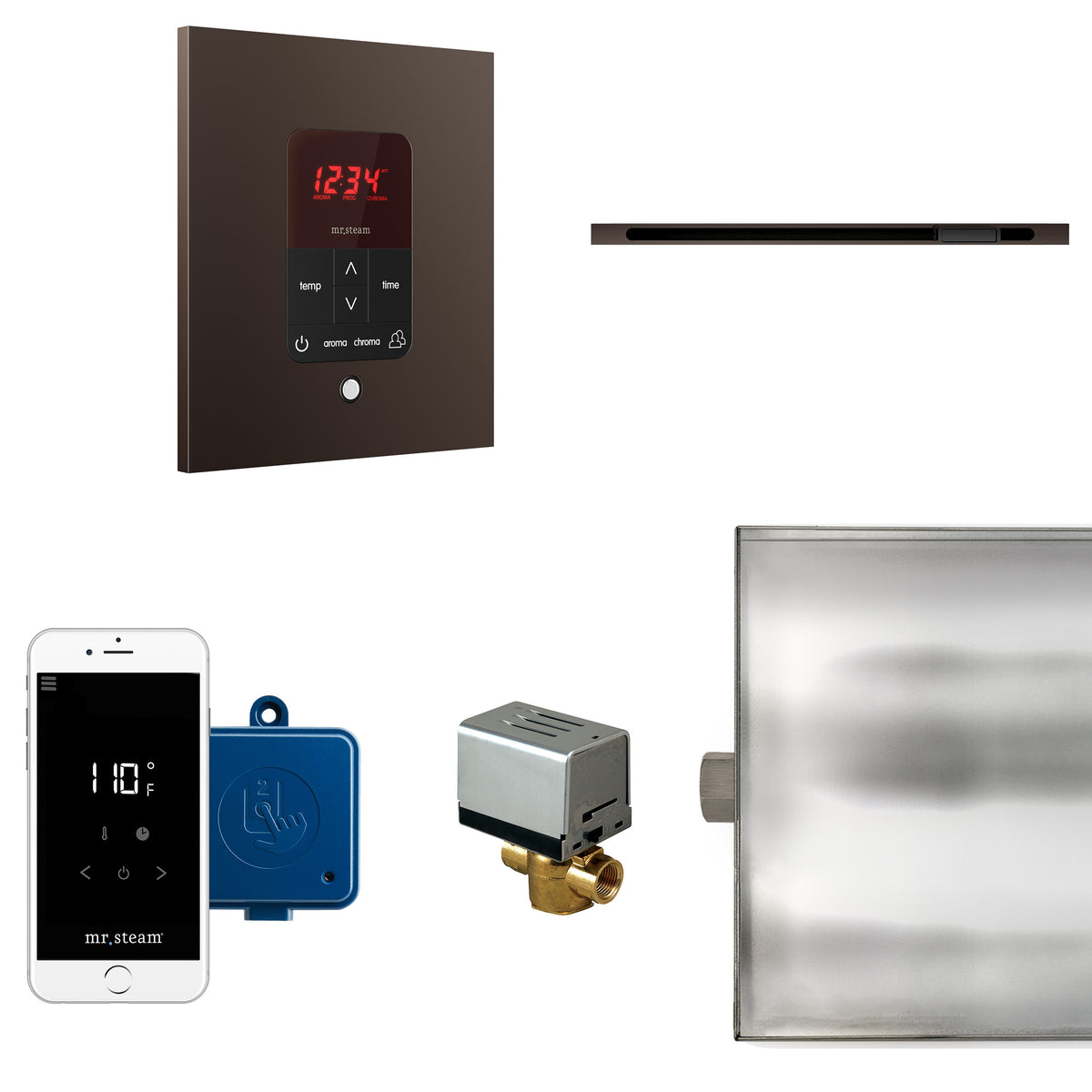 MrSteam - Butler Linear Steam Shower Control Package with iTempoPlus Control and Linear SteamHead in Square Oil Rubbed Bronze