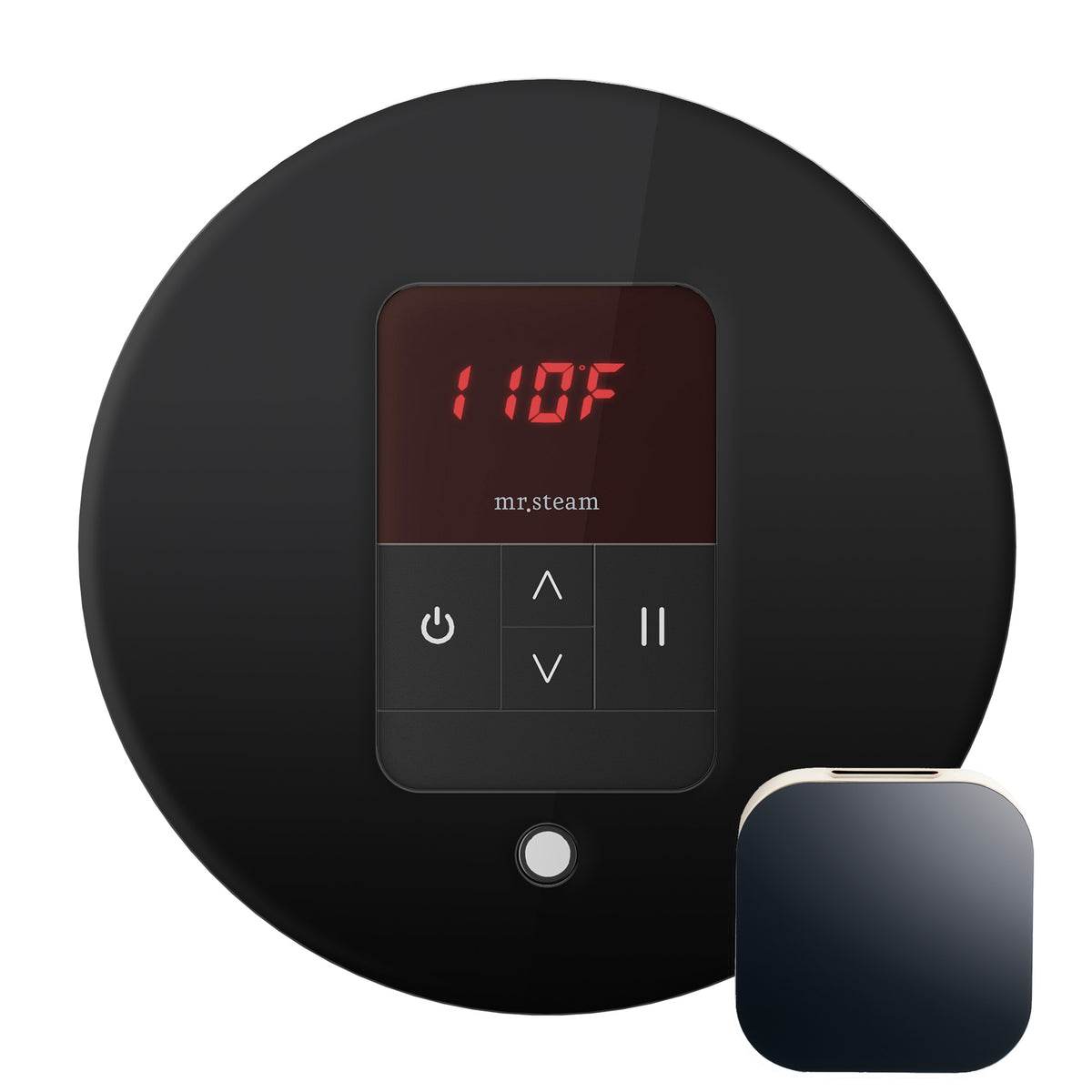 MrSteam - iTempo Steam Shower Control and Aroma Designer SteamHead in Round Glass Black