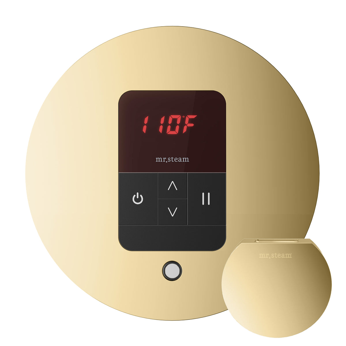 MrSteam - iTempo Steam Shower Control and Aroma Designer SteamHead in Round Polished Brass