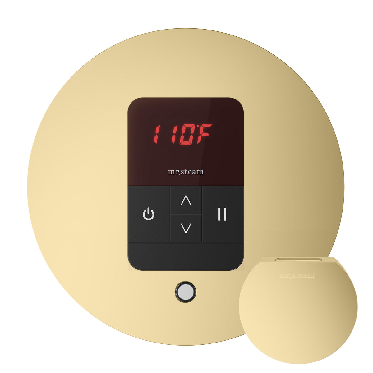 MrSteam - iTempo Steam Shower Control and Aroma Designer SteamHead in Round Satin Brass