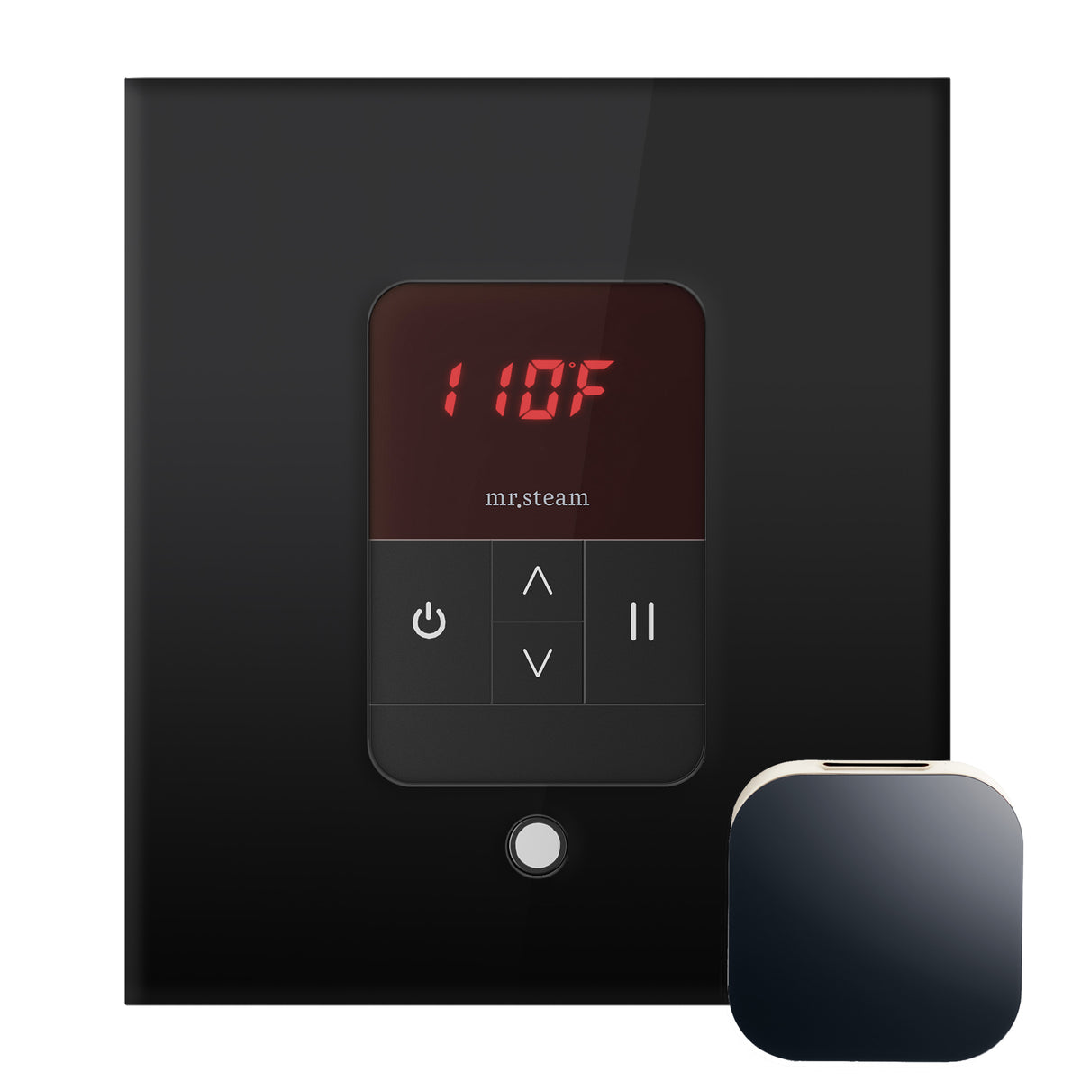 MrSteam - iTempo Steam Shower Control and Aroma Designer SteamHead in Square Glass Black