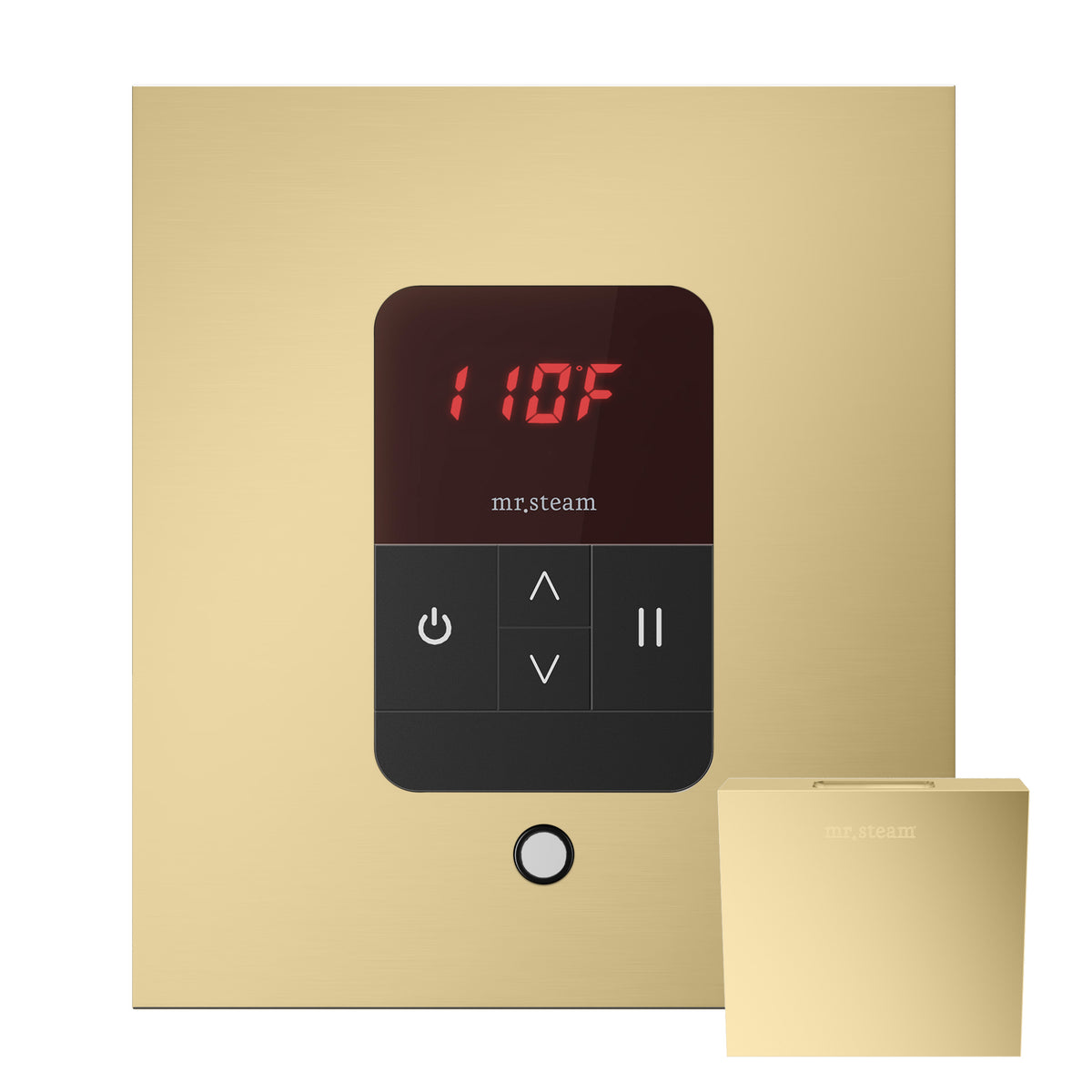 MrSteam - iTempo Steam Shower Control and Aroma Designer SteamHead in Square Satin Brass