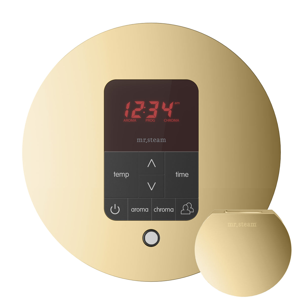 MrSteam - iTempoPlus Steam Shower Control and Aroma Designer SteamHead in Round Polished Brass