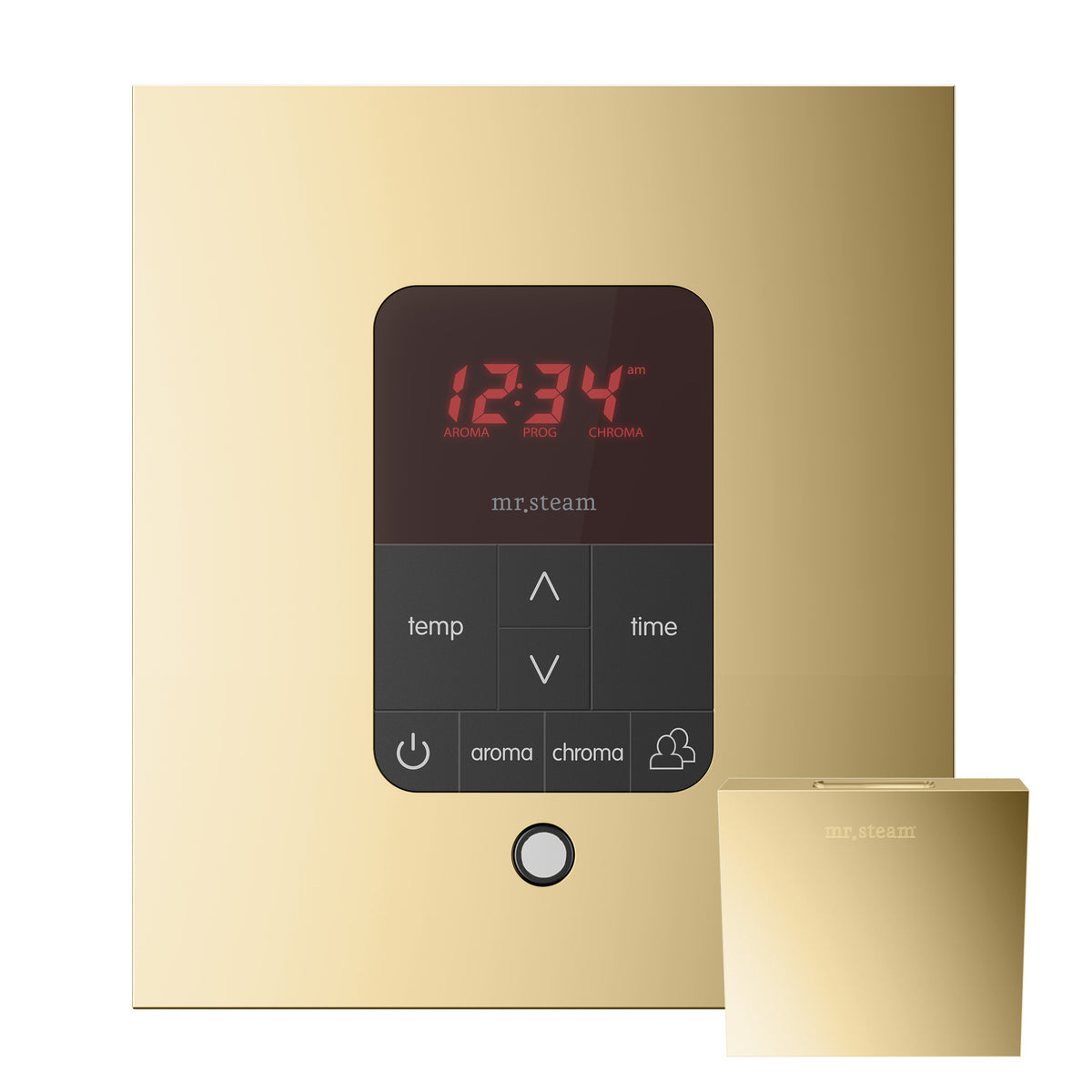 MrSteam - iTempoPlus Steam Shower Control and Aroma Designer SteamHead in Square Polished Brass