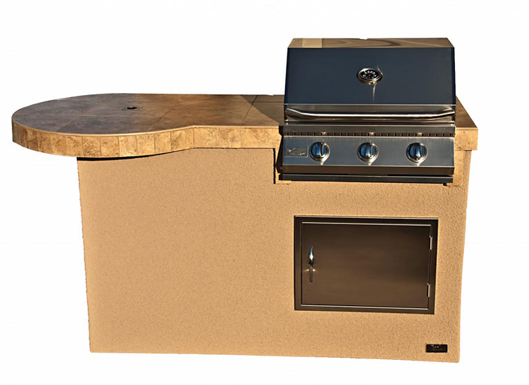 KoKoMo - Mini Maui 6&#39; BBQ Island with 33 Inch Bar and Built In BBQ Grill