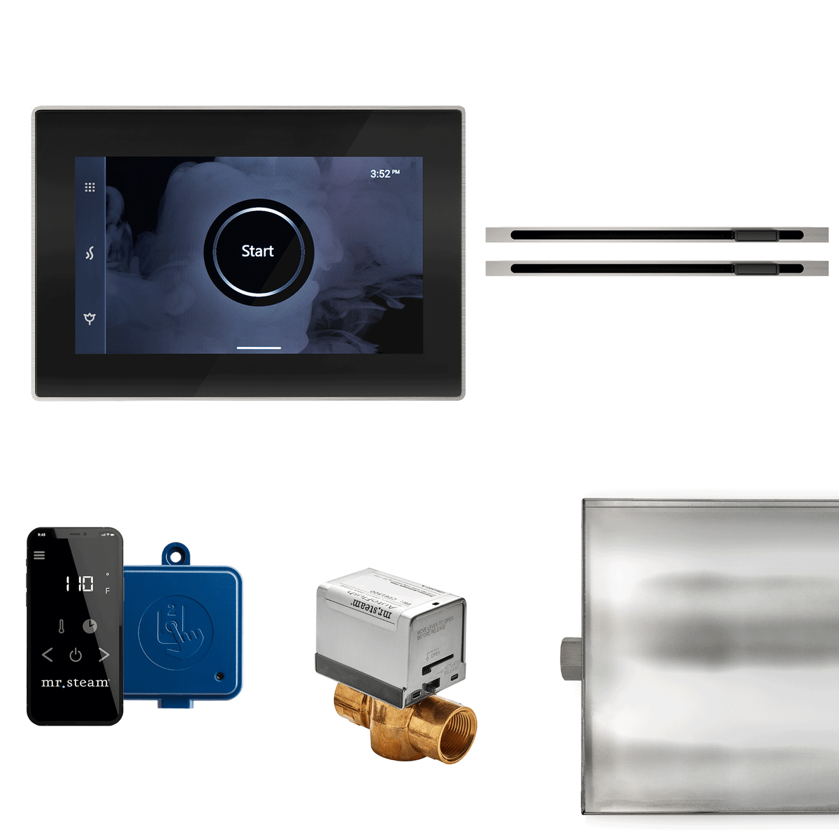 MrSteam - XButler Max Linear Steam Shower Control Package with iSteamX Control and Linear SteamHead in Black Brushed Nickel