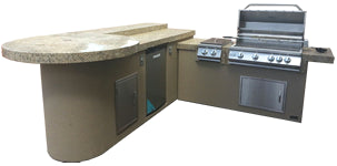 KoKoMo - Aruba BBQ Island with Built In BBQ Grill Side Burner and Refrigerator