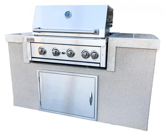 KoKoMo - Cayman 5&#39; BBQ Island with 4 Burner Built In BBQ Grill