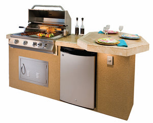 KoKoMo - Poly 7'6" BBQ Island with Octagon Bar on Three Sides and Built In BBQ Grill
